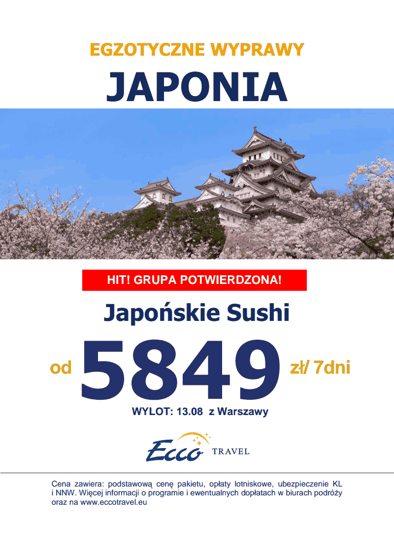 Japońskie Sushi - wylot 13 sierpnia 2013, cena od 5849 zł